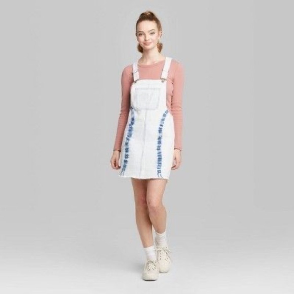 CLEARANCE NWT Wild Fable Blue Tie Dye Denim Pinafore Dress